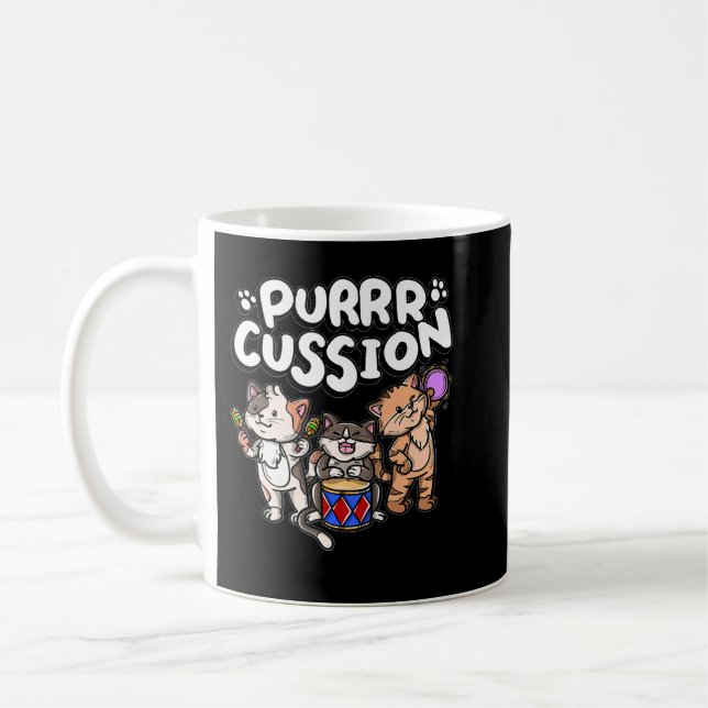 Caneca De Café Engraçado Purrr Cussion Kitty Gato Percussion Play (Esquerda)