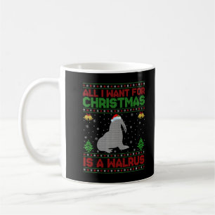 Caneca De Café Engraçado Que Tudo O Que Quero No Natal É Um Walru