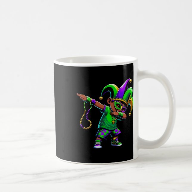 Caneca De Café Engraçado Rapaz Dabbing Mardi Gras Carnaval Parade (Direita)