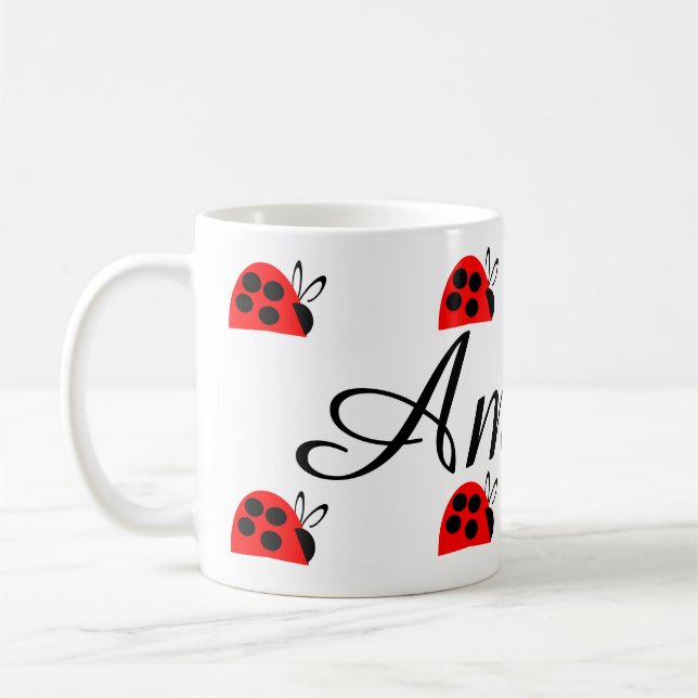 Caneca De Café Engraçado Red Ladybug Personalizado (Esquerda)