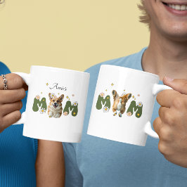 Caneca De Café Engraçado retro fofinho Cãozinho Corgi mamãe