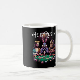 Caneca De Café Engraçado Rizz Ele É Rizzin Jesus Coelho Da Páscoa