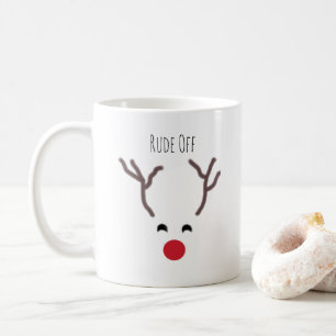Caneca De Café Engraçado Rude Red Nose Reindeer Natal Moderno