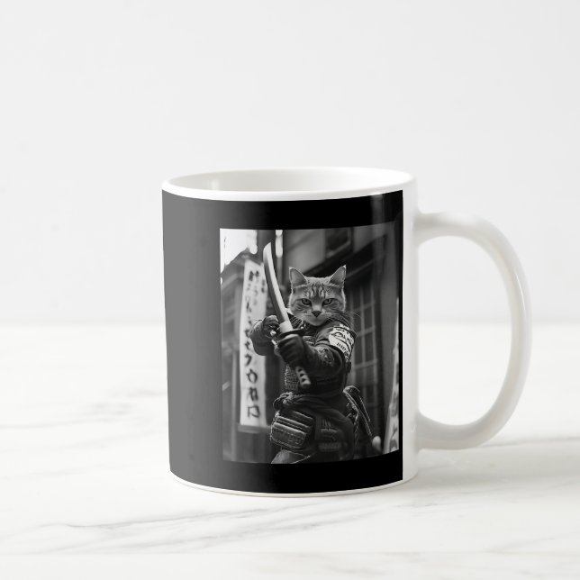 Caneca De Café Engraçado Samurai Cat Samurai Meme Artes Marciais  (Direita)
