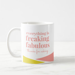 Caneca De Café Engraçado Sarcástico Fabuloso Amarelo Rosa Geom