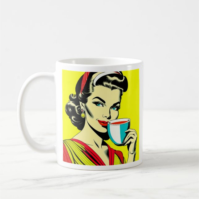 Caneca De Café Engraçado Sarcástico Retro Lady Humor de Café (Esquerda)