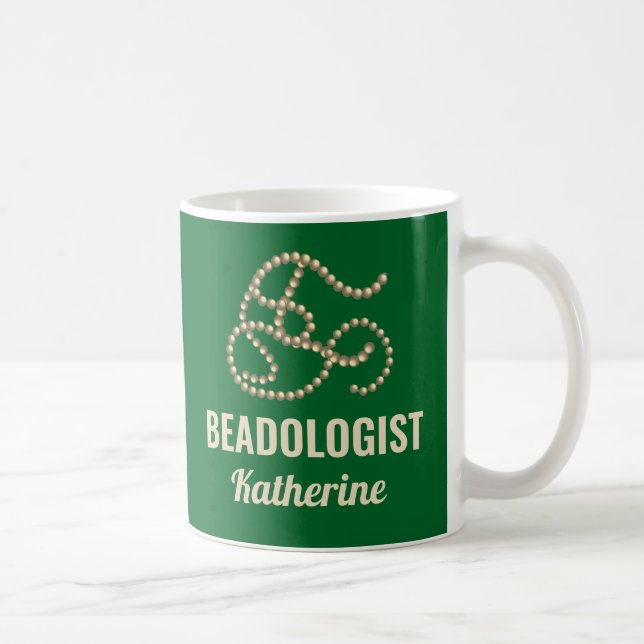 Caneca De Café Engraçado ser o Humoroso BEADOLOGISTA Verde de Lov (Direita)