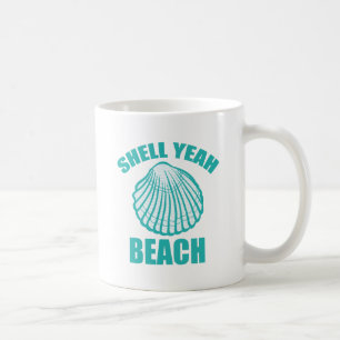 Caneca De Café Engraçado Shell Sim Praia Pun Cute Teal
