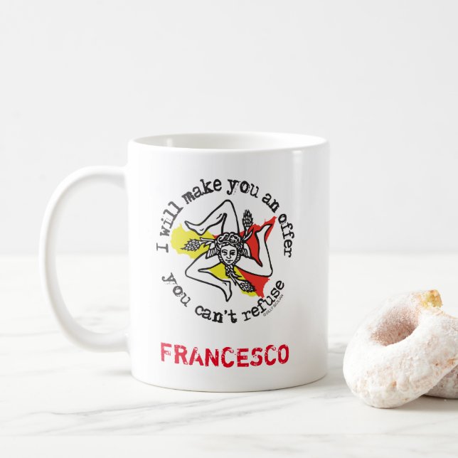 Caneca De Café Engraçado Siciliano padrinho italiano Mafia Humor (Com Donut)