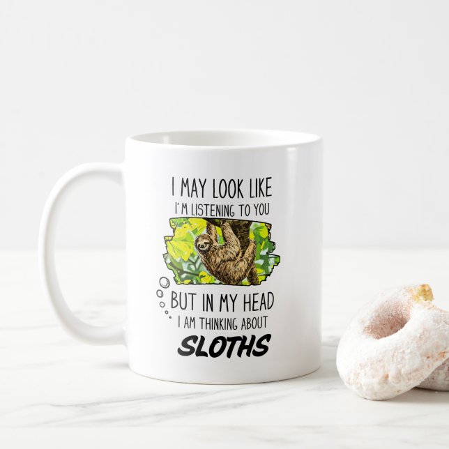 Caneca De Café Engraçado Sloth Lover Mug (Com Donut)