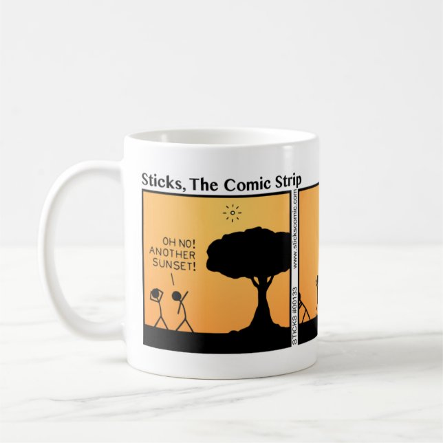 Caneca De Café Engraçado Stickman Sunset Mug (Esquerda)