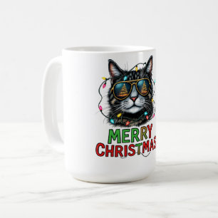 Caneca De Café Engraçado Sublimação de Gato de Natal