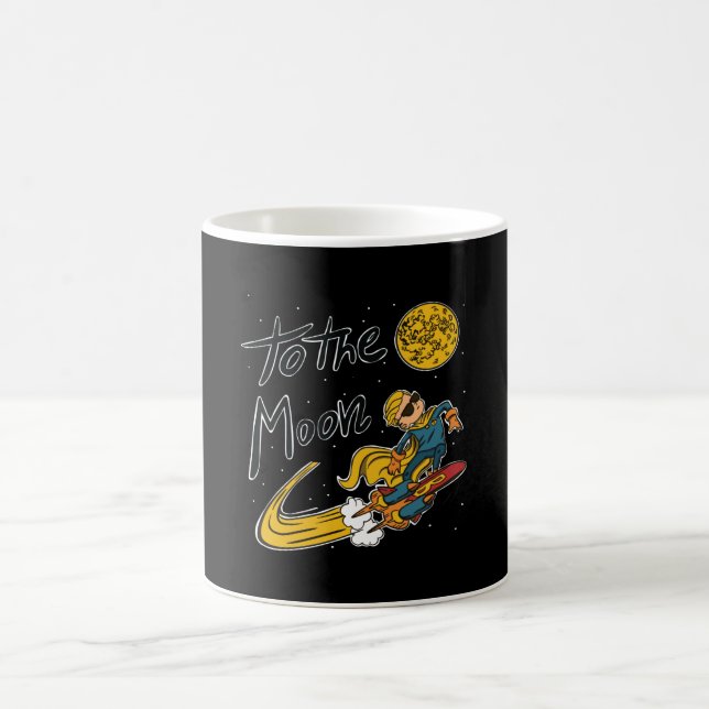 Caneca De Café Engraçado surfando no espaço até a lua (Centro)