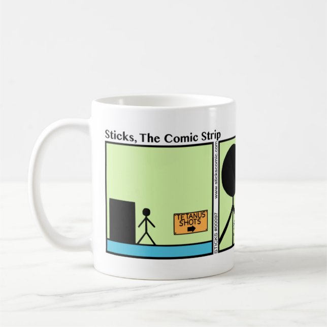 Caneca De Café Engraçado Tetanus Shot Stickman Mug - 097 (Esquerda)