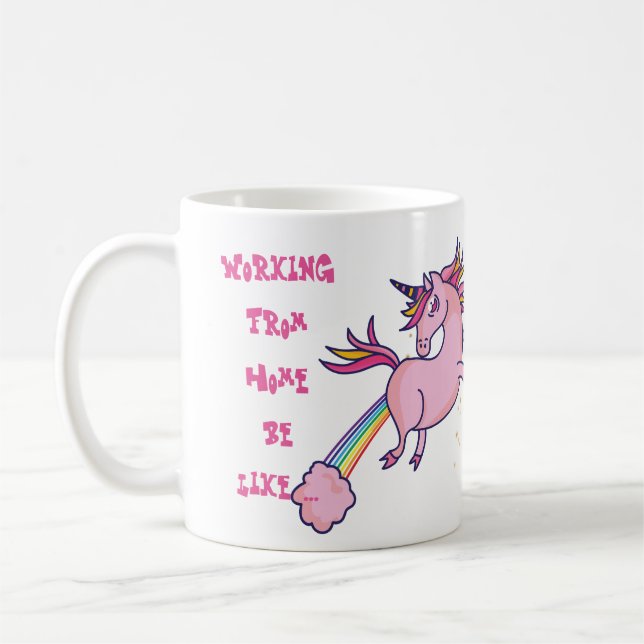 Caneca De Café Engraçado Trabalhando de Casa Mug Unicorn Madness (Esquerda)