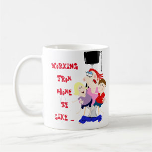 Caneca De Café Engraçado Trabalhar Em Casa Com Crianças Mães