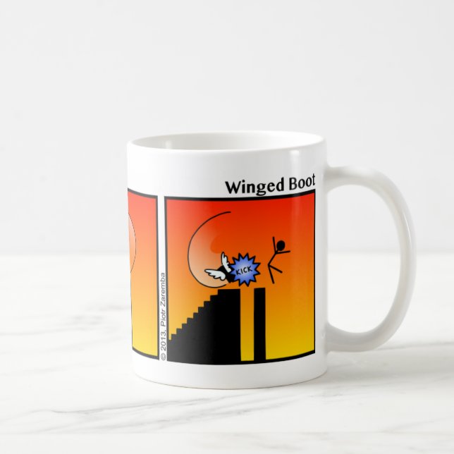 Caneca De Café Engraçado Winged Boot Stickman Mug - 096 (Direita)