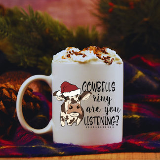 Caneca De Café EngraçadoRetro Cow Bell Christmas Personalizado Mu