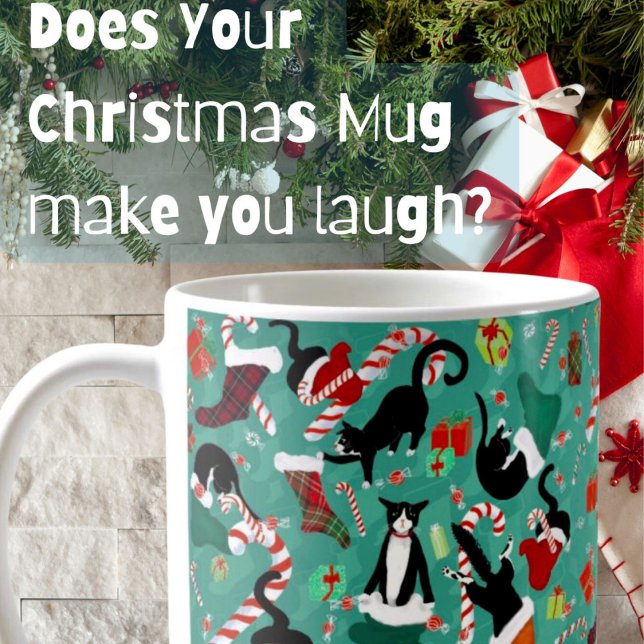 Caneca De Café Engraçados Cascos De Gato De Natal Personalizados (Criador carregado)