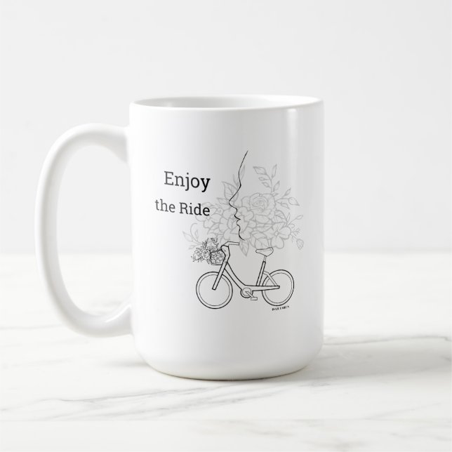 Caneca De Café  Enjoy the Ride: Minimalist Bicycle & Flower Art  (Esquerda)