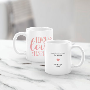Caneca De Café Ensinar, Amar, Inspirar Mensagem Personalizada