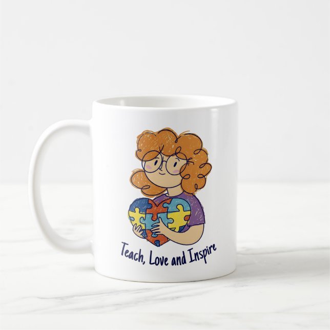Caneca De Café Ensinar Amor Inspira Arte Paraprofissional (Esquerda)