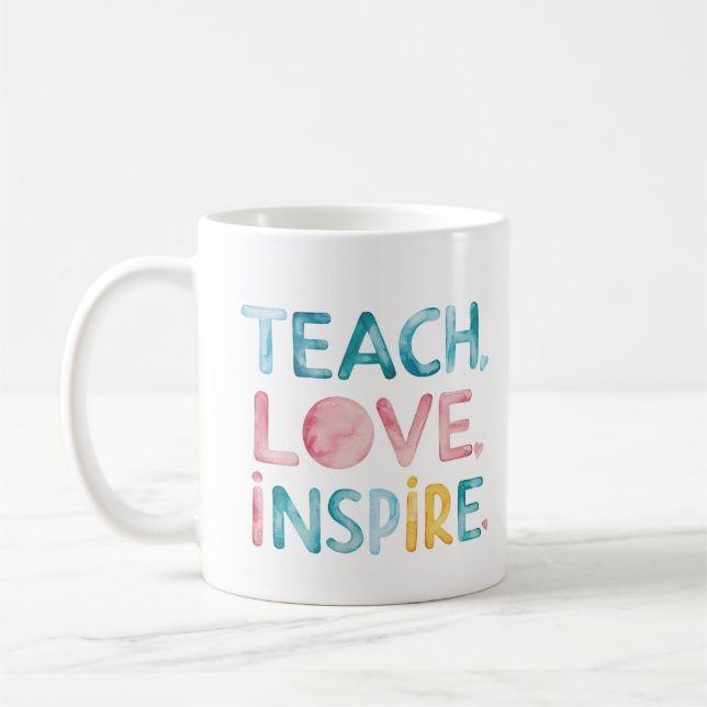Caneca De Café Ensinar Amor Inspira Mudança Motivacional (Esquerda)