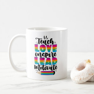 Caneca De Café Ensinar Amor Inspirar Motivação de Chumbo