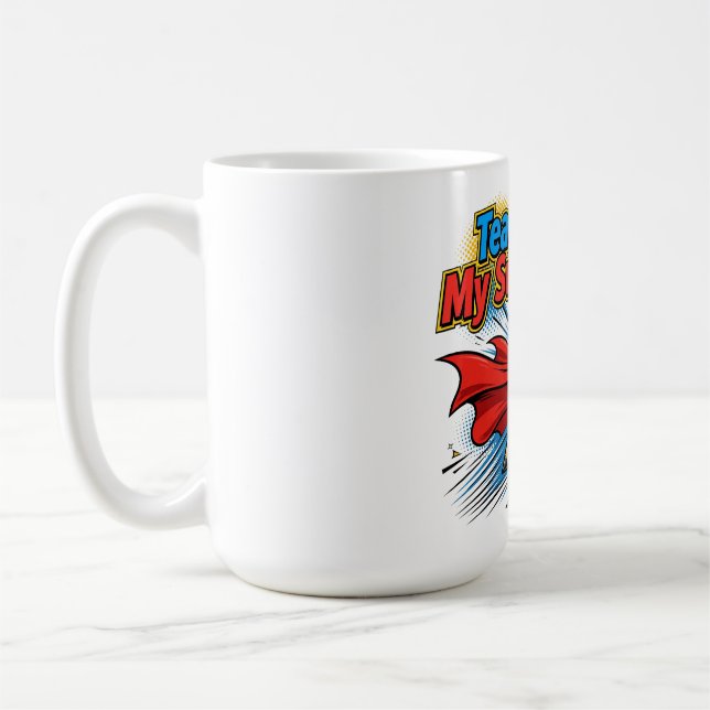Caneca De Café Ensinar é meu superpoder Camisa de professor de qu (Esquerda)