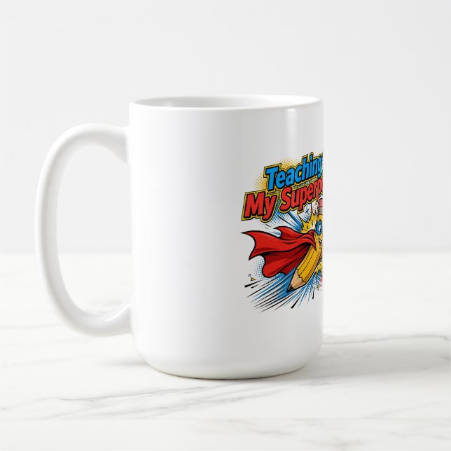 Caneca De Café Ensinar É Meu Superpoder Design de Professor de Qu (Esquerda)