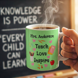 Caneca De Café Ensine Amor Inspire - Professor Personalizado