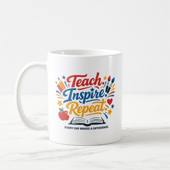 Caneca De Café Ensine - Inspire - Repita  (Esquerda)