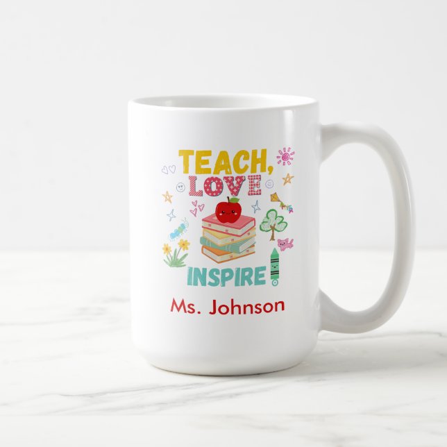 Caneca De Café Ensino, Amor, Inspire Mug - Presente perfeito para (Direita)