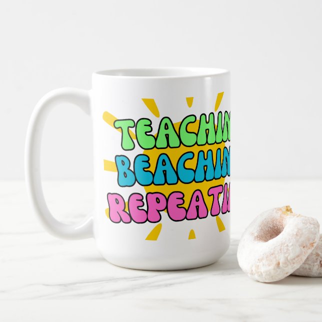 Caneca De Café Ensino, Beachin, Repetindo com Sol (Com Donut)