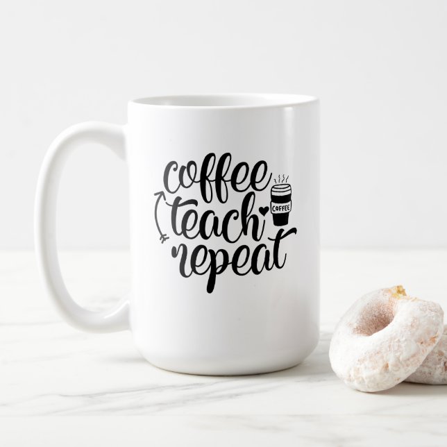 Caneca De Café Ensino do Café Repetir Mug (Com Donut)