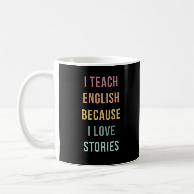 Caneca De Café Ensino Inglês Porque Adoro Histórias | Professora (Esquerda)