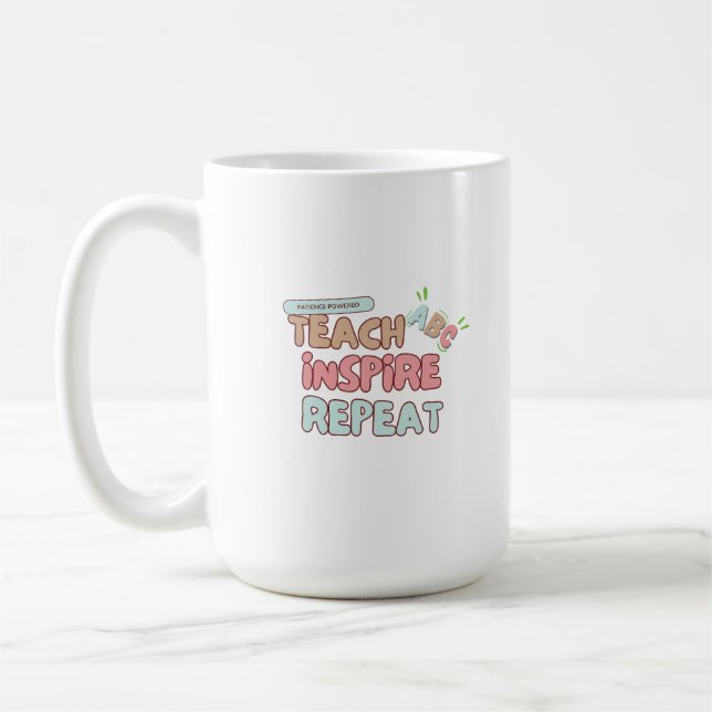 Caneca De Café "Ensino, inspirar, repetir" (Esquerda)