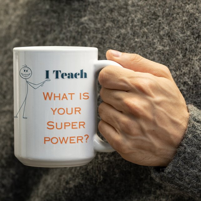 Caneca De Café Ensino Personalizável é meu superpoder qual é o se (Criador carregado)