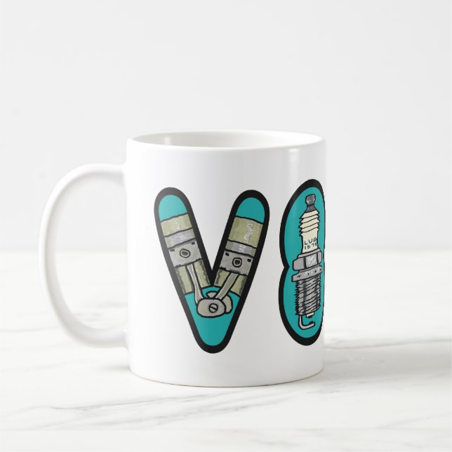 Caneca De Café Entusiasta de Carros Petrolhead V8 (Esquerda)