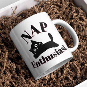 Caneca De Café Entusiasta de Nap de Gato Bonito