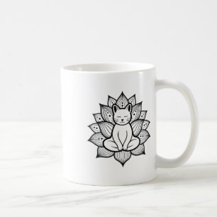 Caneca De Café Entusiasta de Yoga Meditação Flor de Lótus Gato Se
