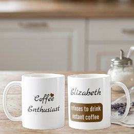 Caneca De Café Entusiasta do café nome personalizado branco e mar