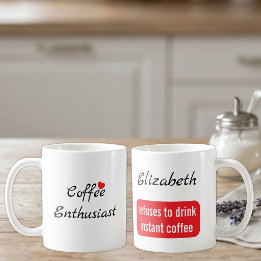 Caneca De Café Entusiasta do café nome personalizado branco e ver