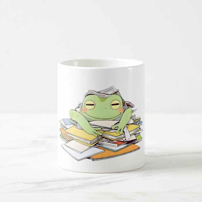 Caneca De Café Enviar ajuda Sapo enterrado em papelada Design Kaw (Centro)