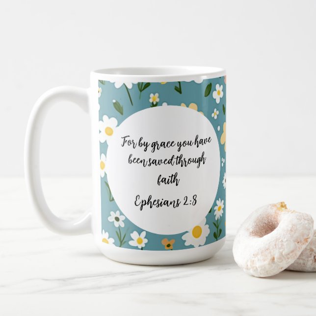 Caneca De Café Ephesians 2:8 Christian Coffee Mug (Com Donut)