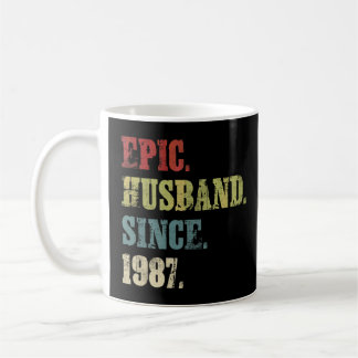 Caneca De Café Epic Husband desde 1987 35º aniversário de casamen