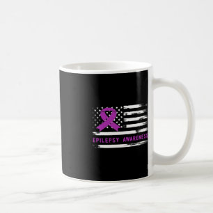 Caneca De Café Epilepsia Alerta Bandeira Americana Fita Roxa