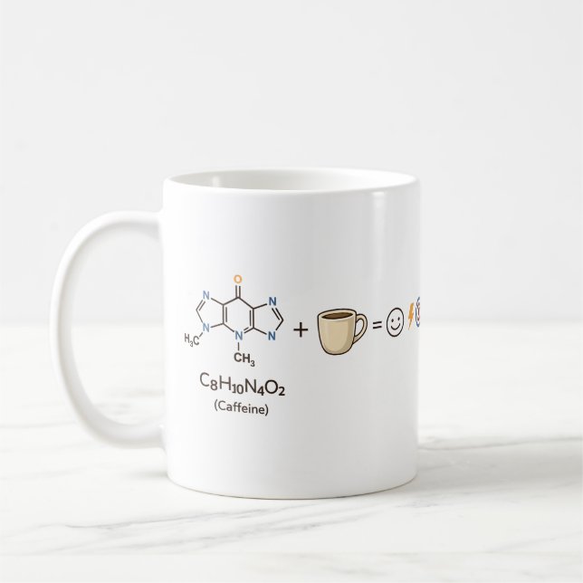 Caneca De Café Equação da Cafeína - Café te Dá Força Piada Cientí (Esquerda)