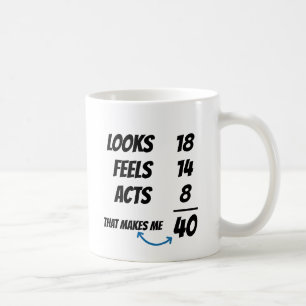 Caneca De Café Equação de Idade Personalizada Piada de Aniversári