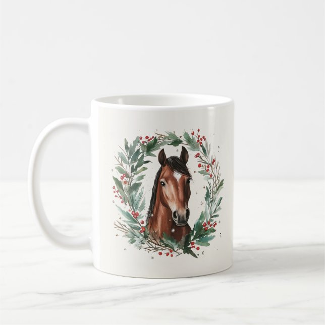 Caneca De Café Equestre de Cavalo de Natal Equestre (Esquerda)